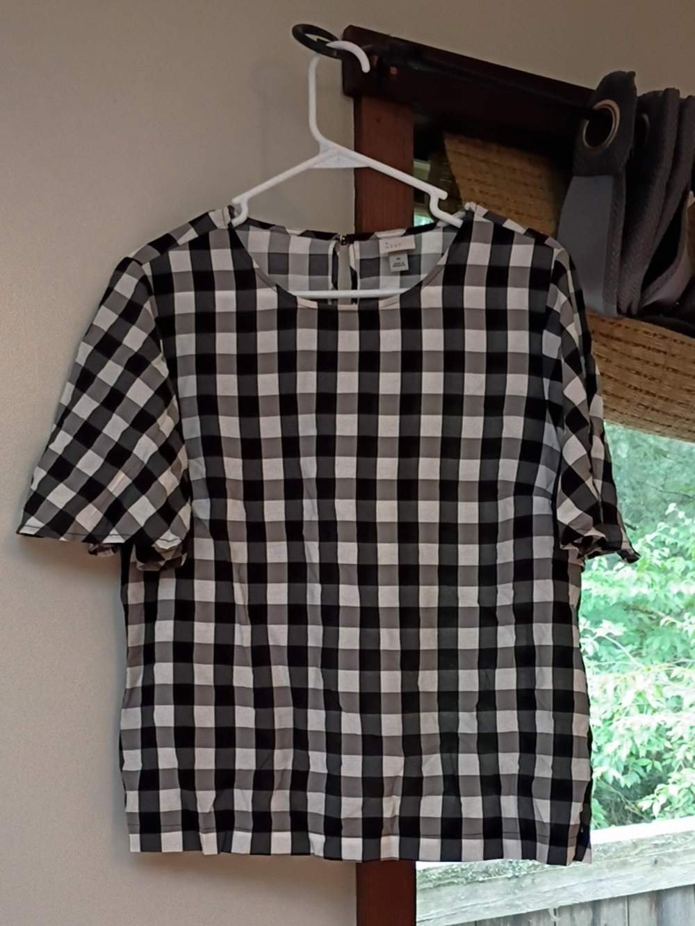 a new day Black and White Gingham Short-Sleeve Top